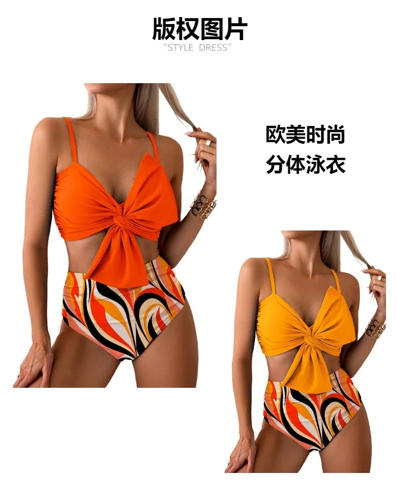 Woman Hot Spring Two Pieces Swimsuit with Briefs Women Sexy Biknis