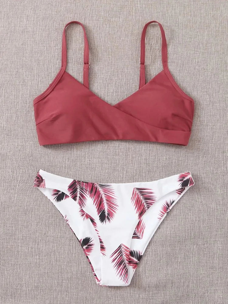 Women Swimwear Floral Random Print Set Push-Up Bikinis