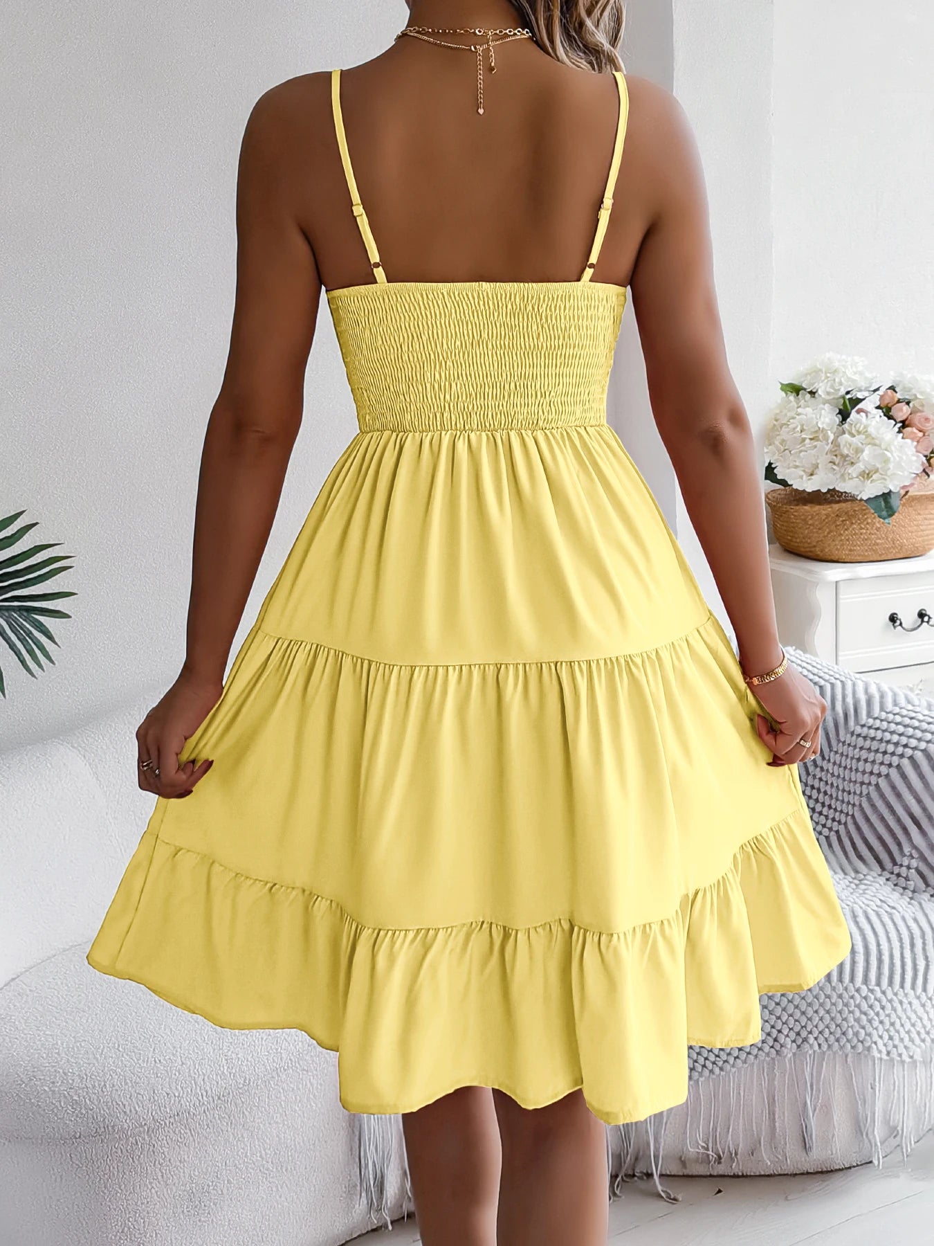 Casual Vacation Ruffled Camisole Dress Spring Summer Women's Solid Dresses for Women