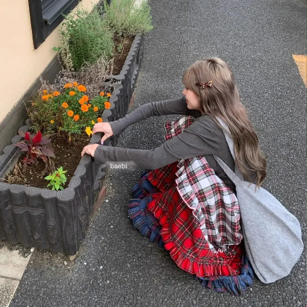 Winter Dresses Christmas Long Skirt Spliced Lace Contrast Colors Fashion