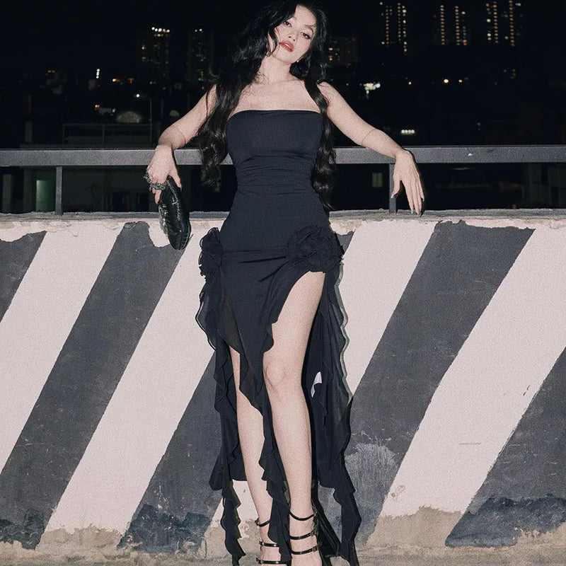 Y2K European and American Style Sexy Wrap Chest Dress for Women in Summer Wrap Dress