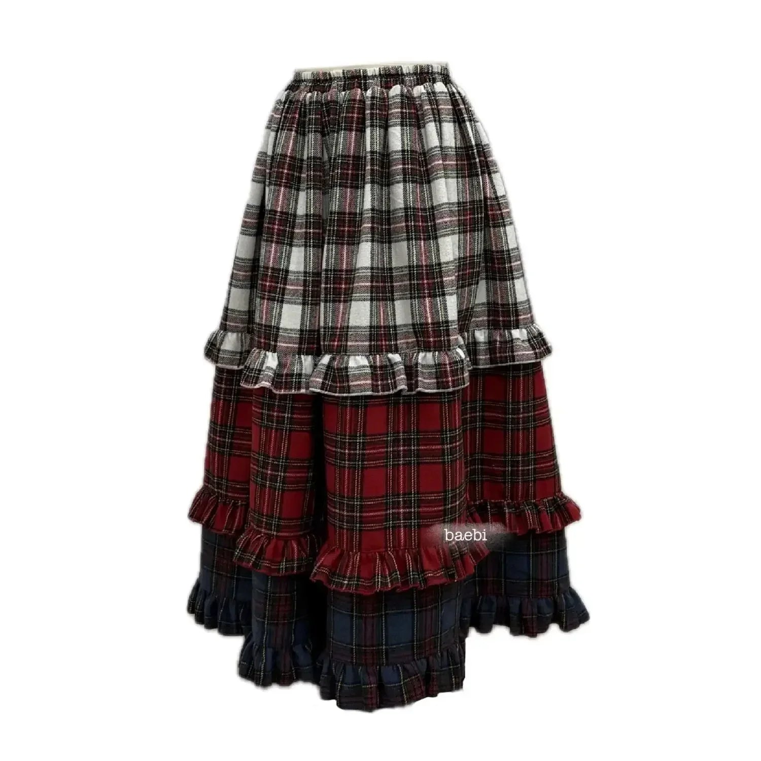 Winter Dresses Christmas Long Skirt Spliced Lace Contrast Colors Fashion