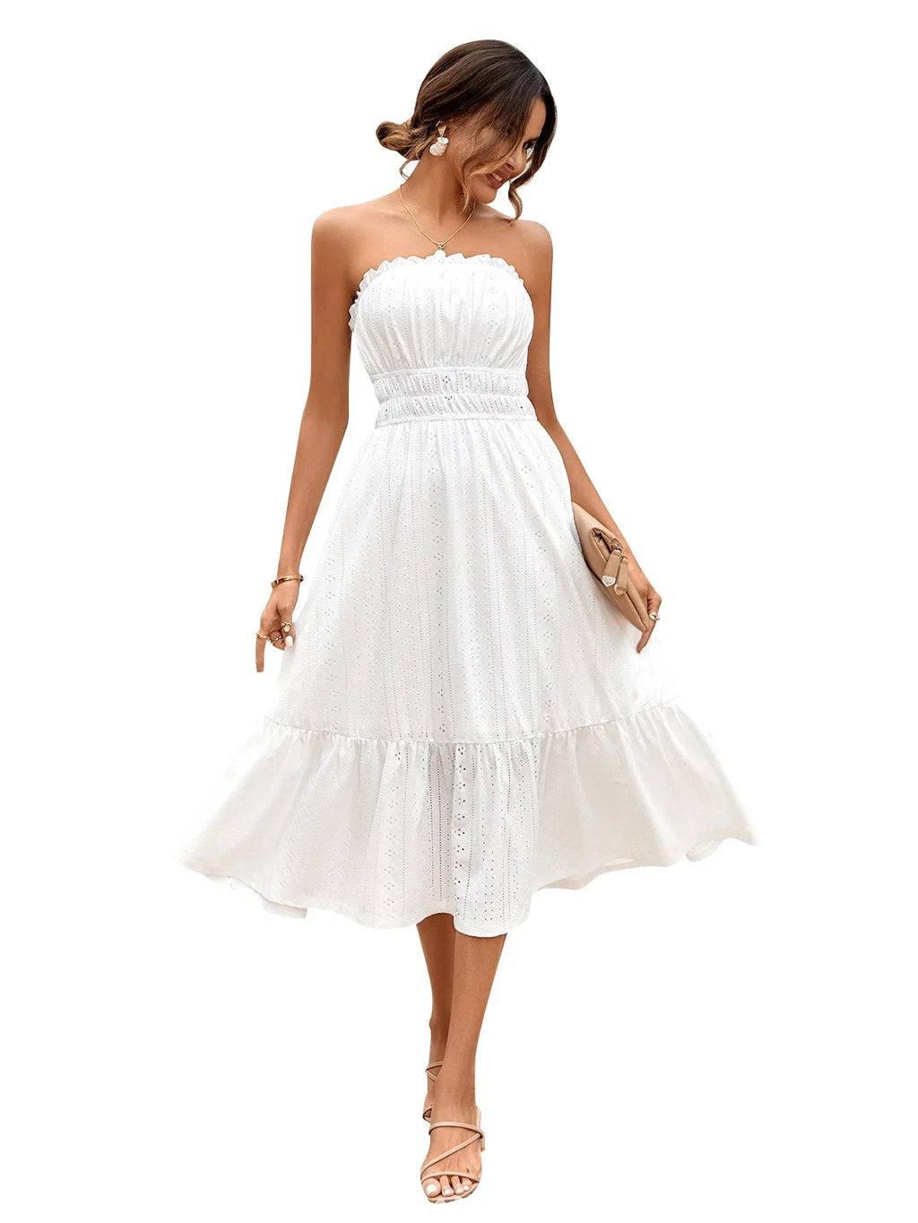 m Dress Women Casual Sleeveless Strapless Fashion Solid Casual Dress