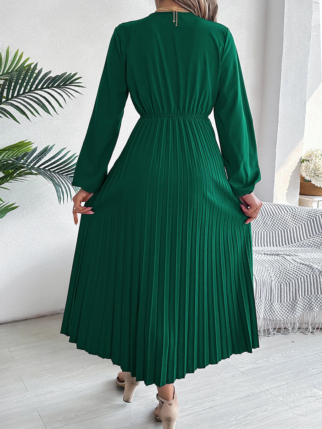 Elegant Dresses for Woman High Waist Pleated Dress