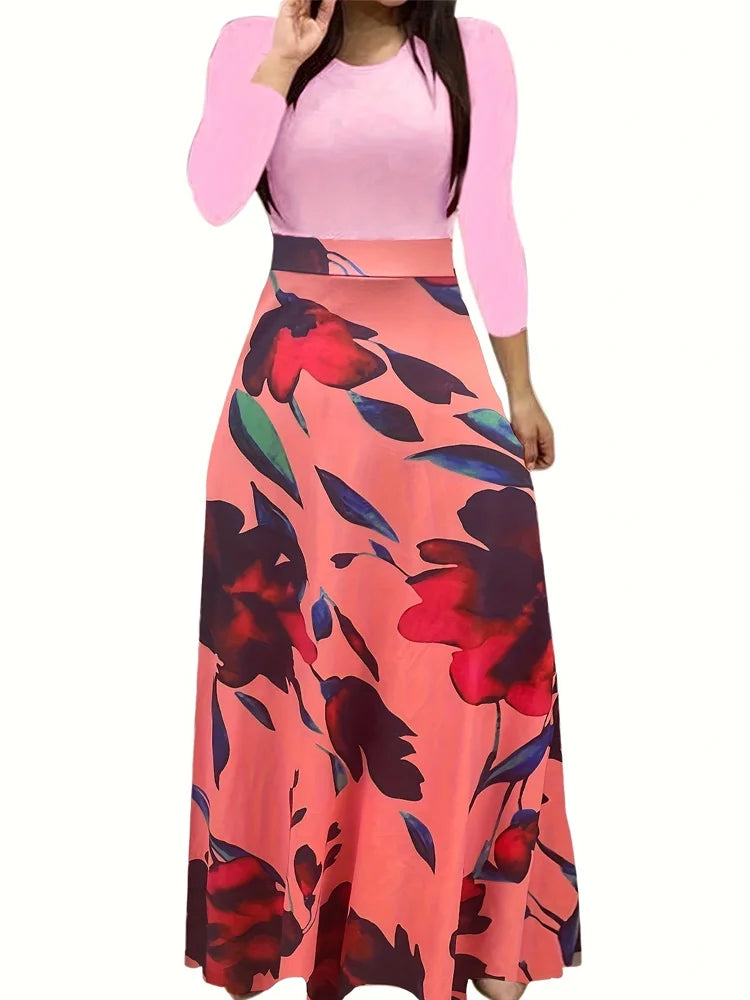 Chic Floral Maxi Dress For Woman