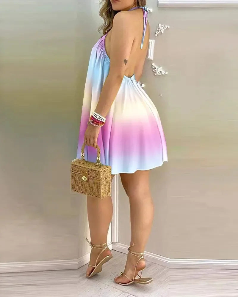 Dresses For Woman  Sexy Sleeveless Backless Short Mini Wrap