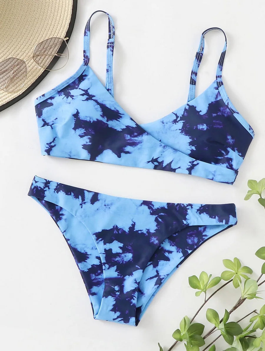 Women Swimwear Floral Random Print Set Push-Up Bikinis