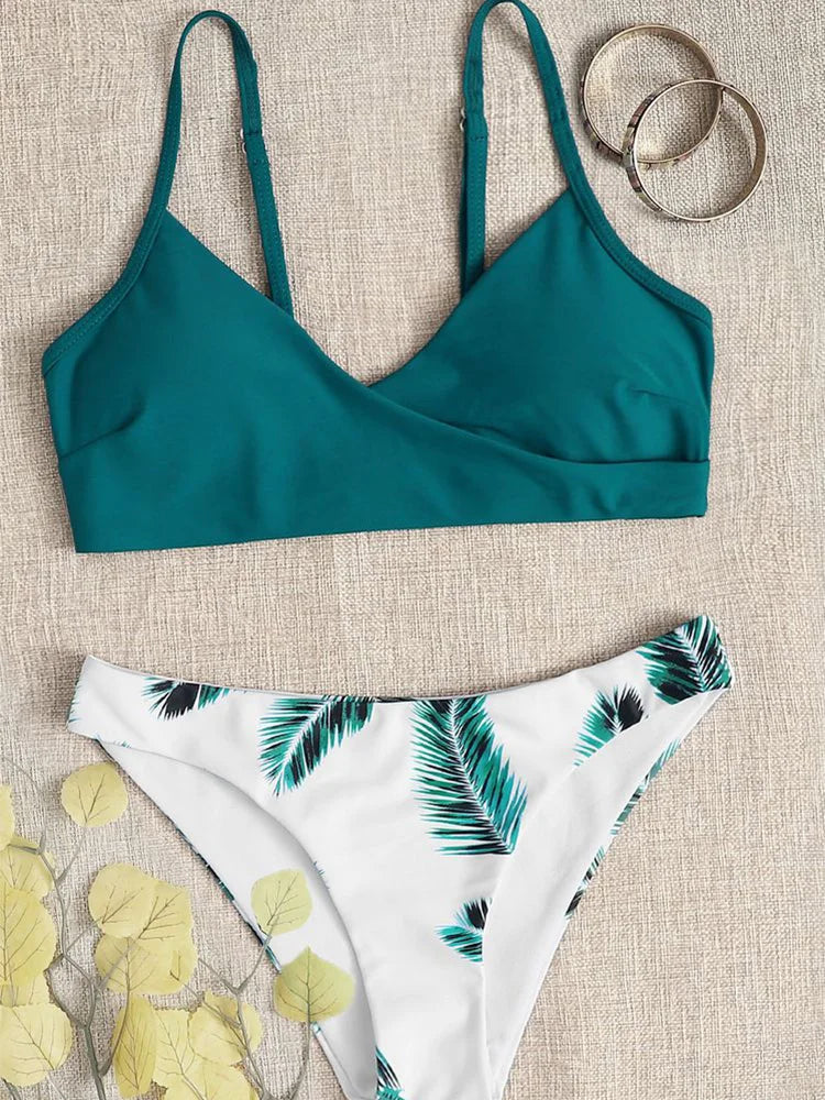 Women Swimwear Floral Random Print Set Push-Up Bikinis