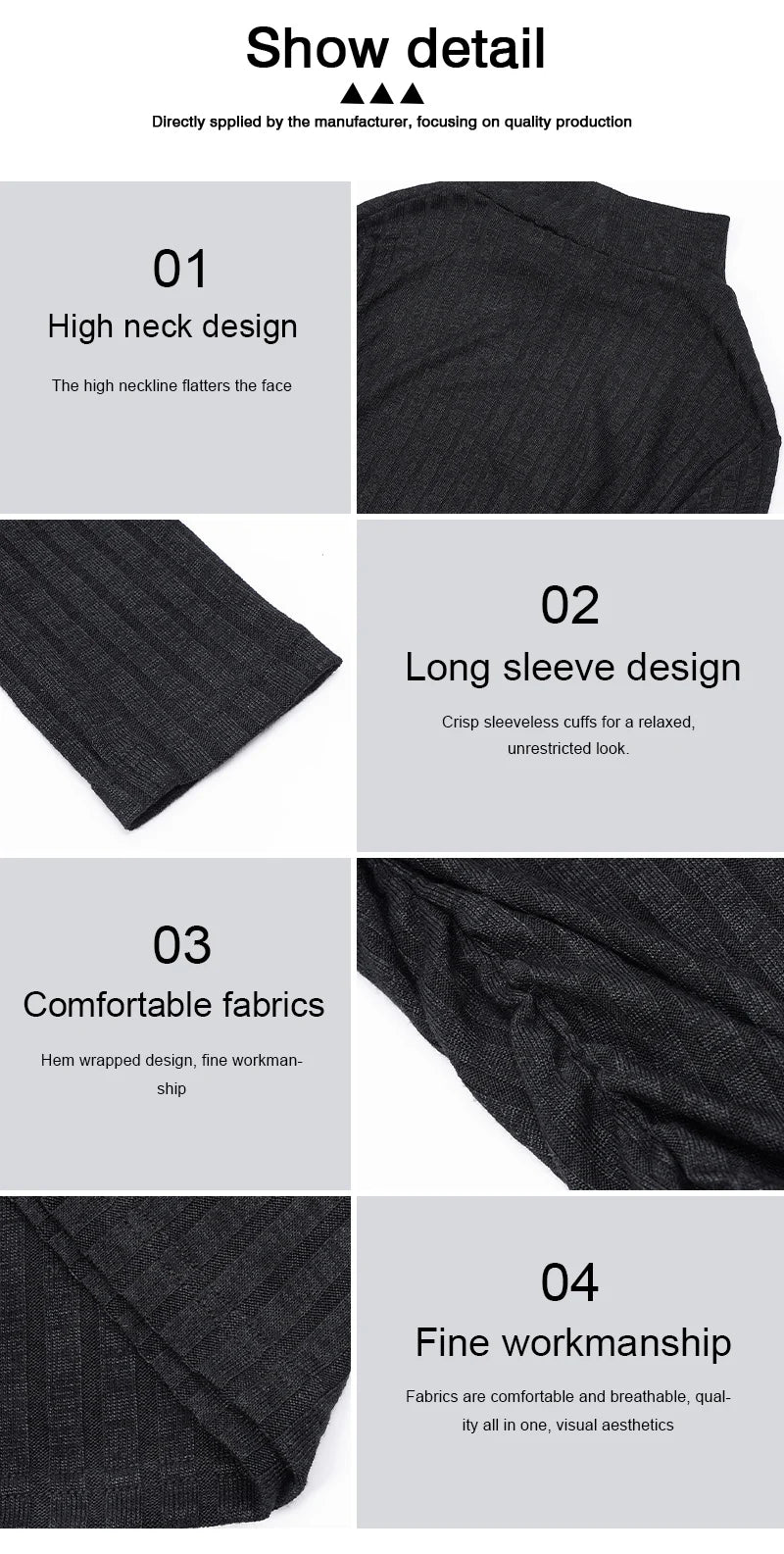 Women's Knitted Dress Autumn Winter New High Collar Temperament Solid Color Fashion