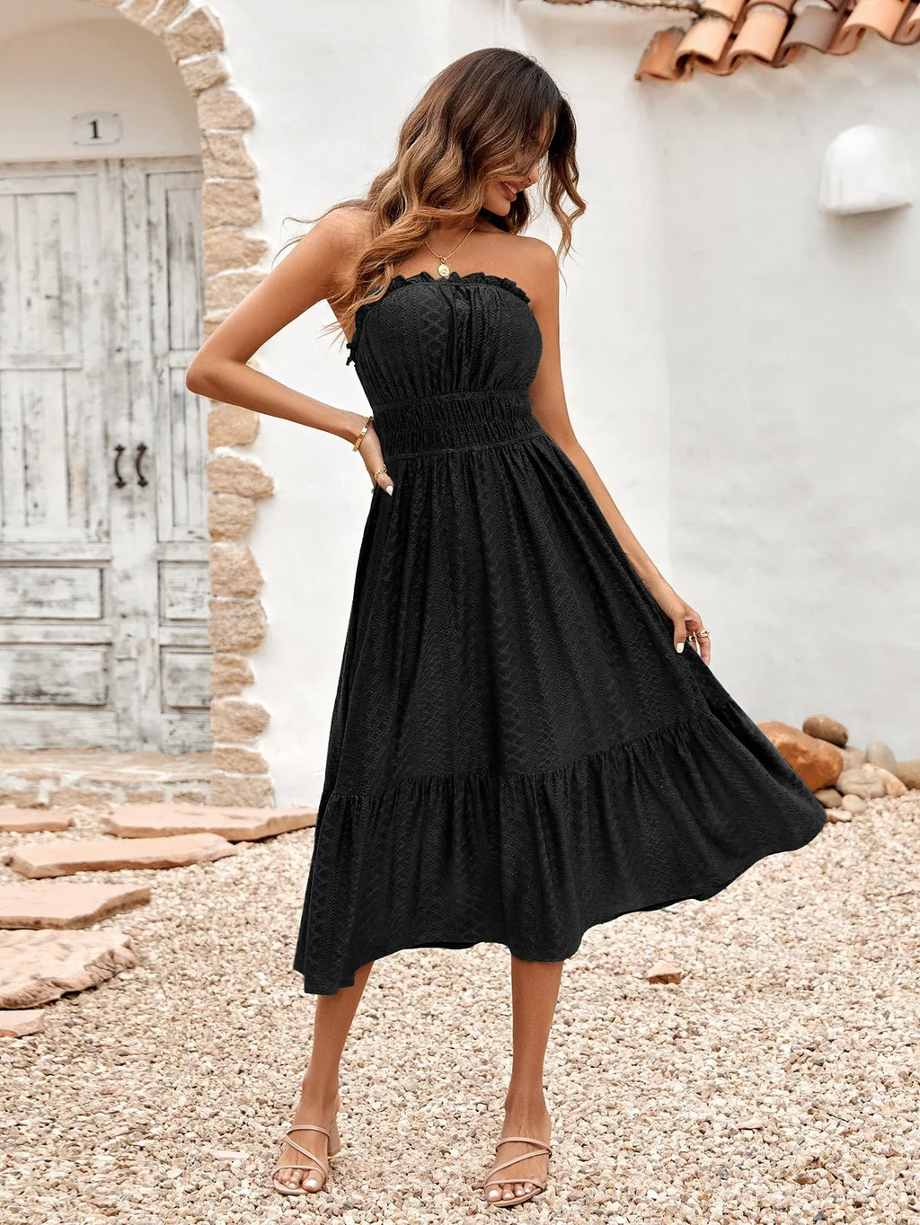 m Dress Women Casual Sleeveless Strapless Fashion Solid Casual Dress