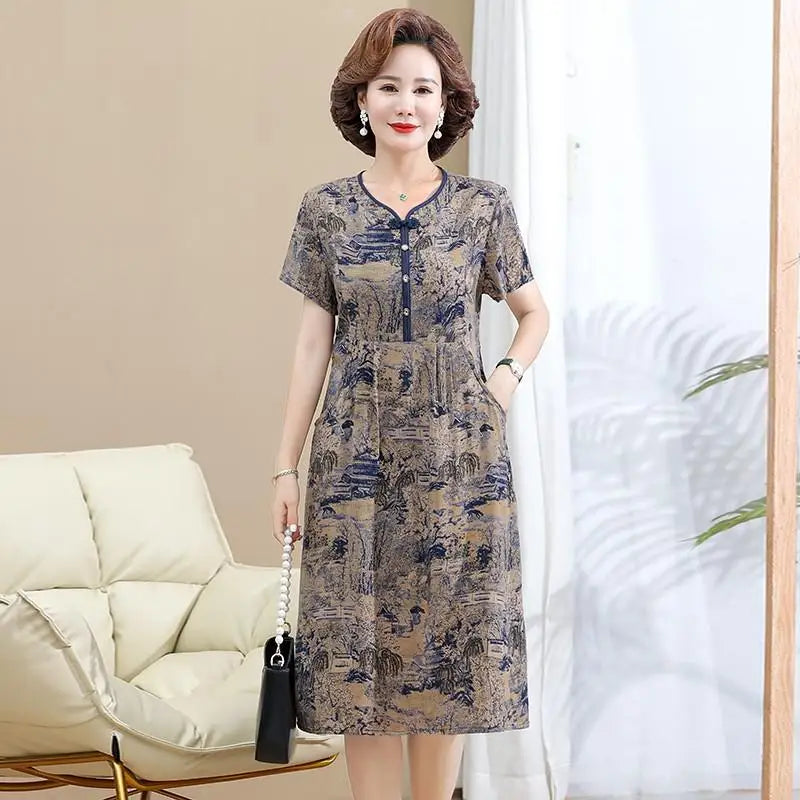 Fashion Casual Summer Dress For Women Floral Printing Fashion