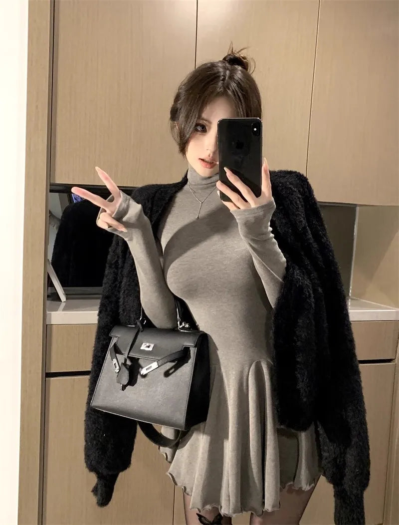 Autumn and Winter Fashion New Women's Elegant and Sexy Hot Girl Inner Dress Fashion