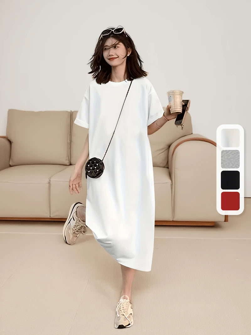 Summer Women's Casual Loose Short-sleeved Dress Fashion