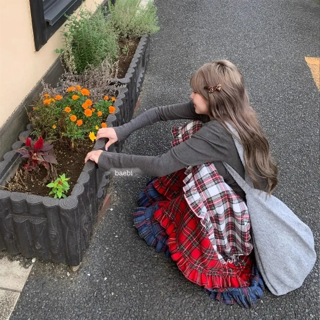 Winter Dresses Christmas Long Skirt Spliced Lace Contrast Colors Fashion