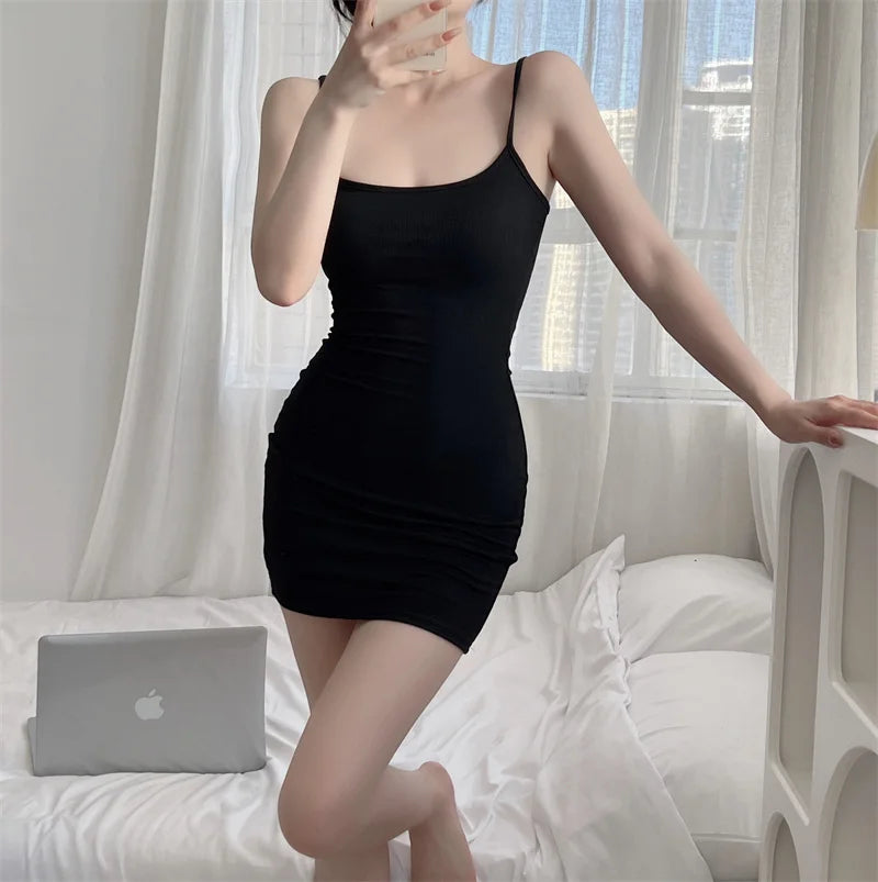 Casual Summer Black Dresses Women Fashion Sleeveless Bckless Vestidos