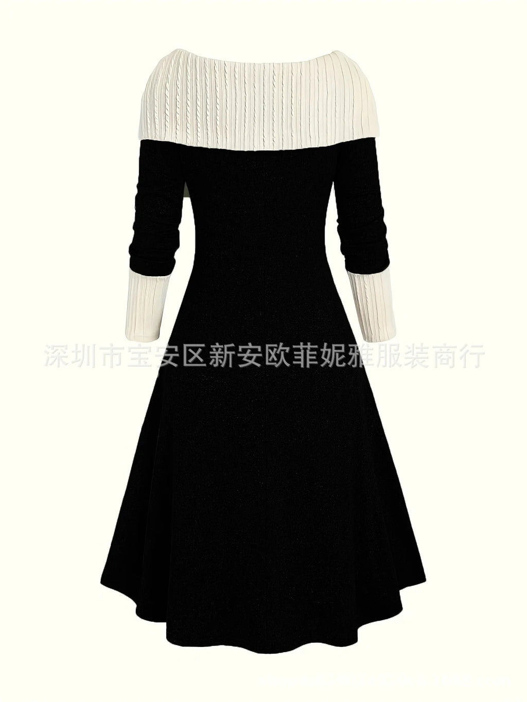 Fall Winter Women Dresses Elegant Temperament Colorblocked Dress