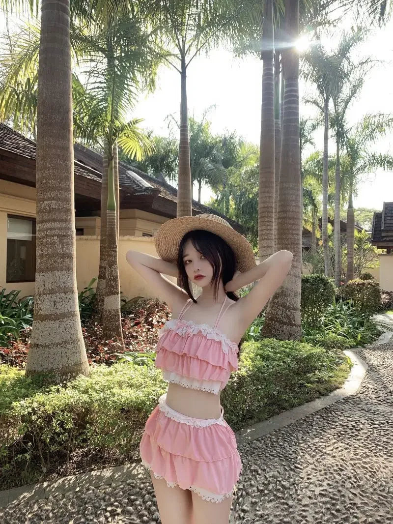 Bikini Sets Women Kawaii Girlish Leisure Beachwear Patchwork Sexy