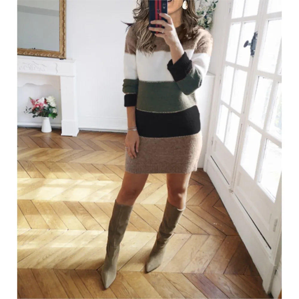 Woman Roupas Feminina Casual Simple Style Solid Color Splicing Winter Clothes