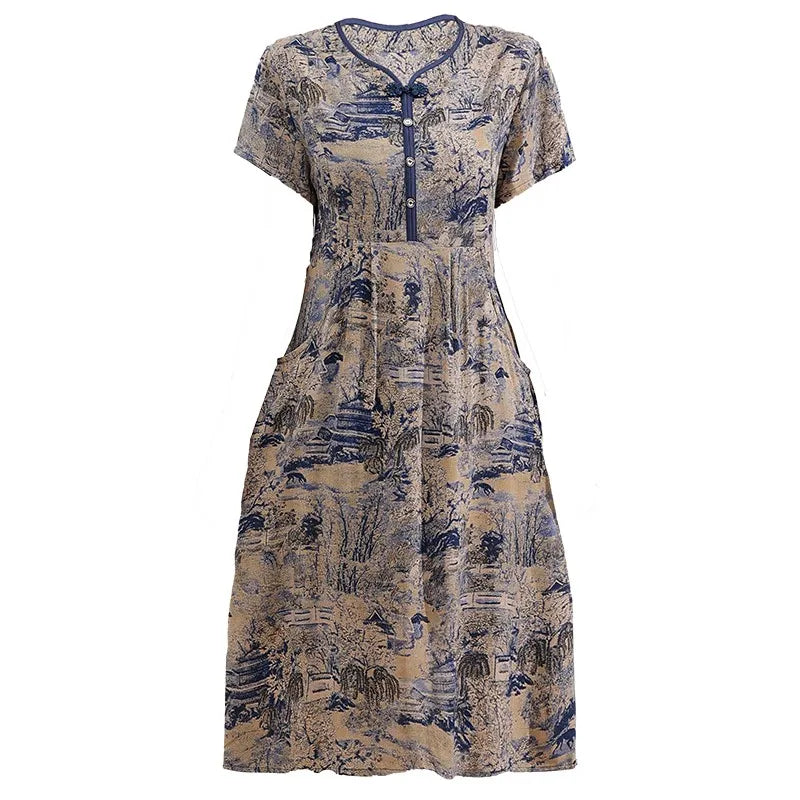 Fashion Casual Summer Dress For Women Floral Printing Fashion