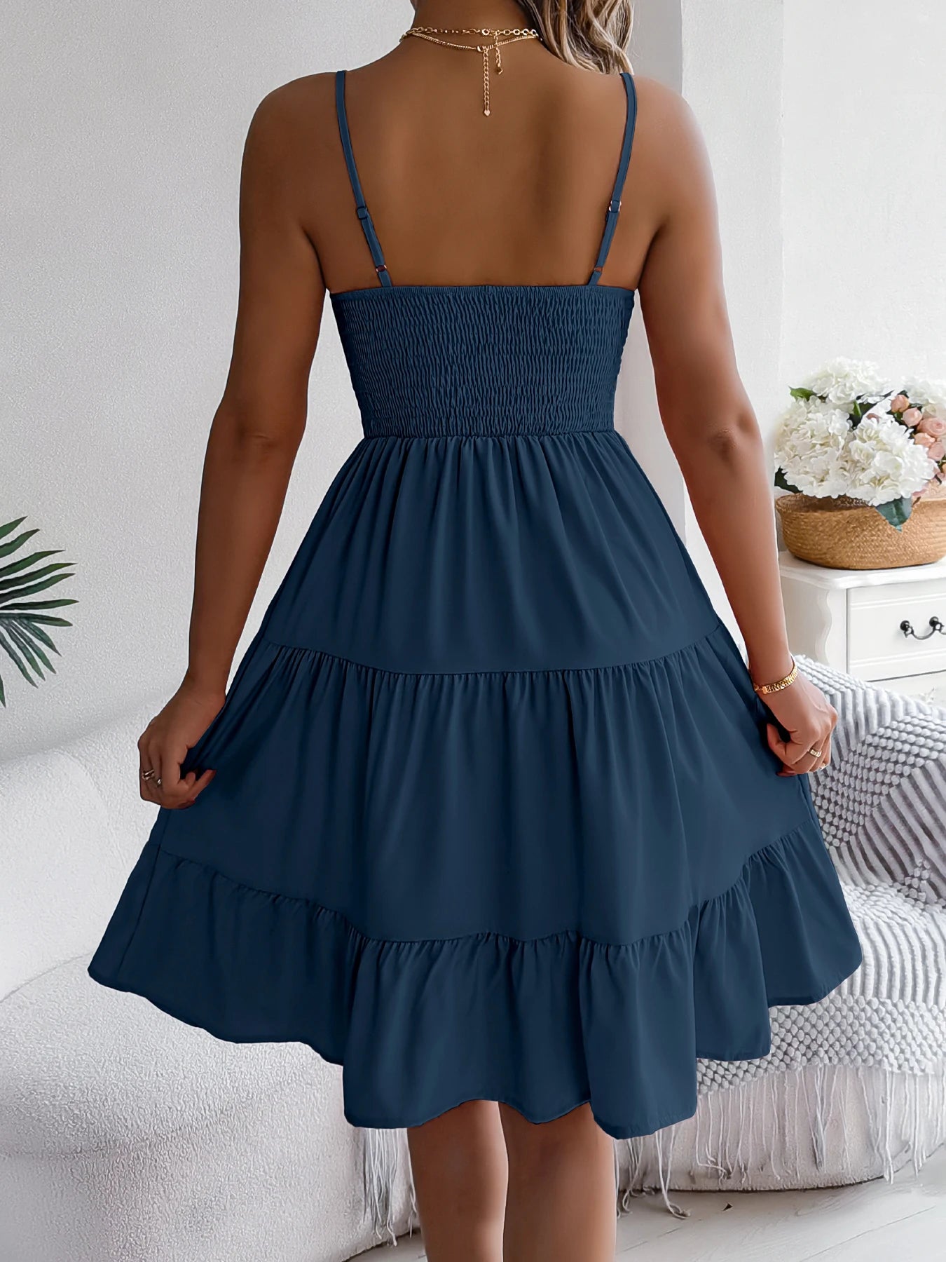 Casual Vacation Ruffled Camisole Dress Spring Summer Women's Solid Dresses for Women