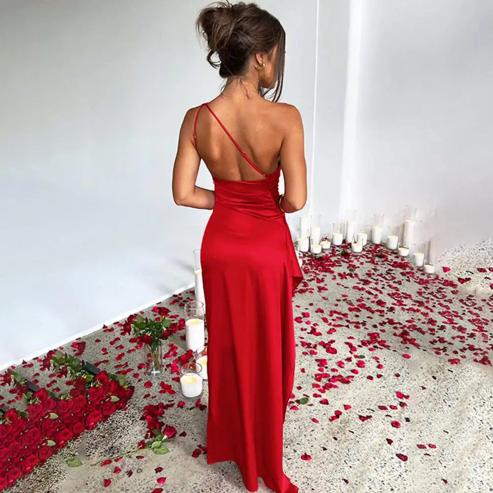 Long Dress Elegant One Shoulder Maxi Dress for Prom Cocktail Parties