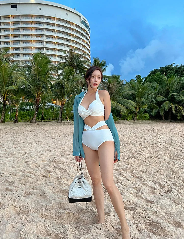 White High-Waist Women's Bikini