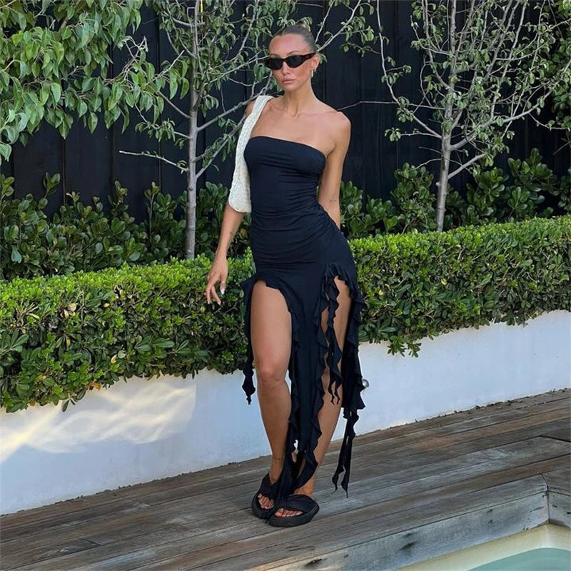 Summer Maxi Women's Dress Vintage Elegant black Fashion