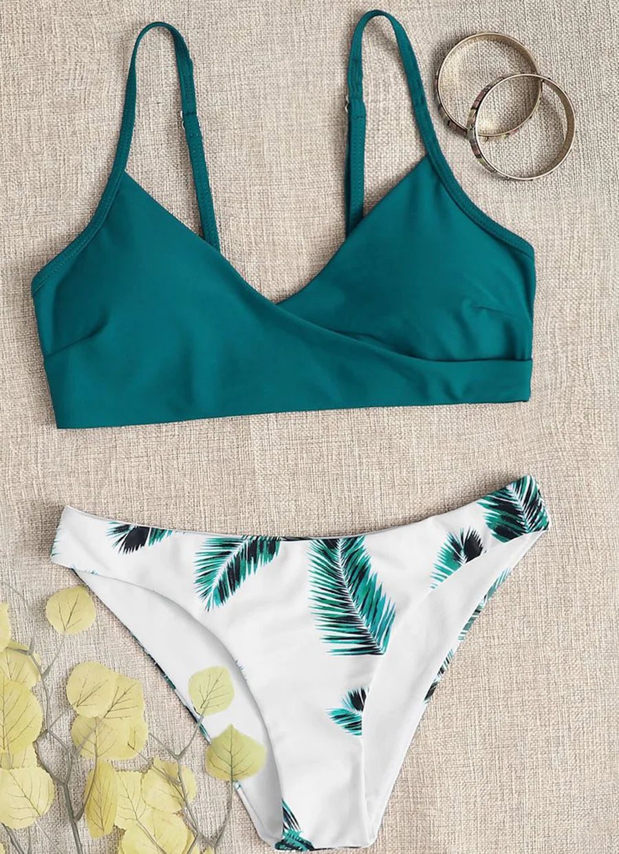 Women Swimwear Floral Random Print Set Push-Up Bikinis