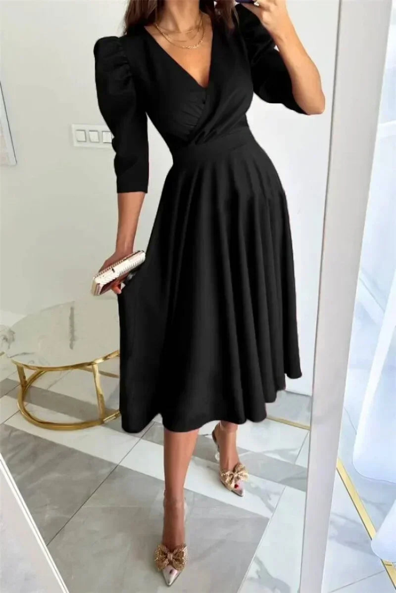 Women Fashion Loose Comfortable Commuting Solid Color Party Casual Dress