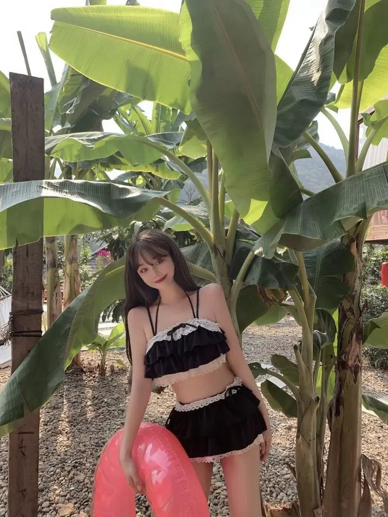 Bikini Sets Women Kawaii Girlish Leisure Beachwear Patchwork Sexy