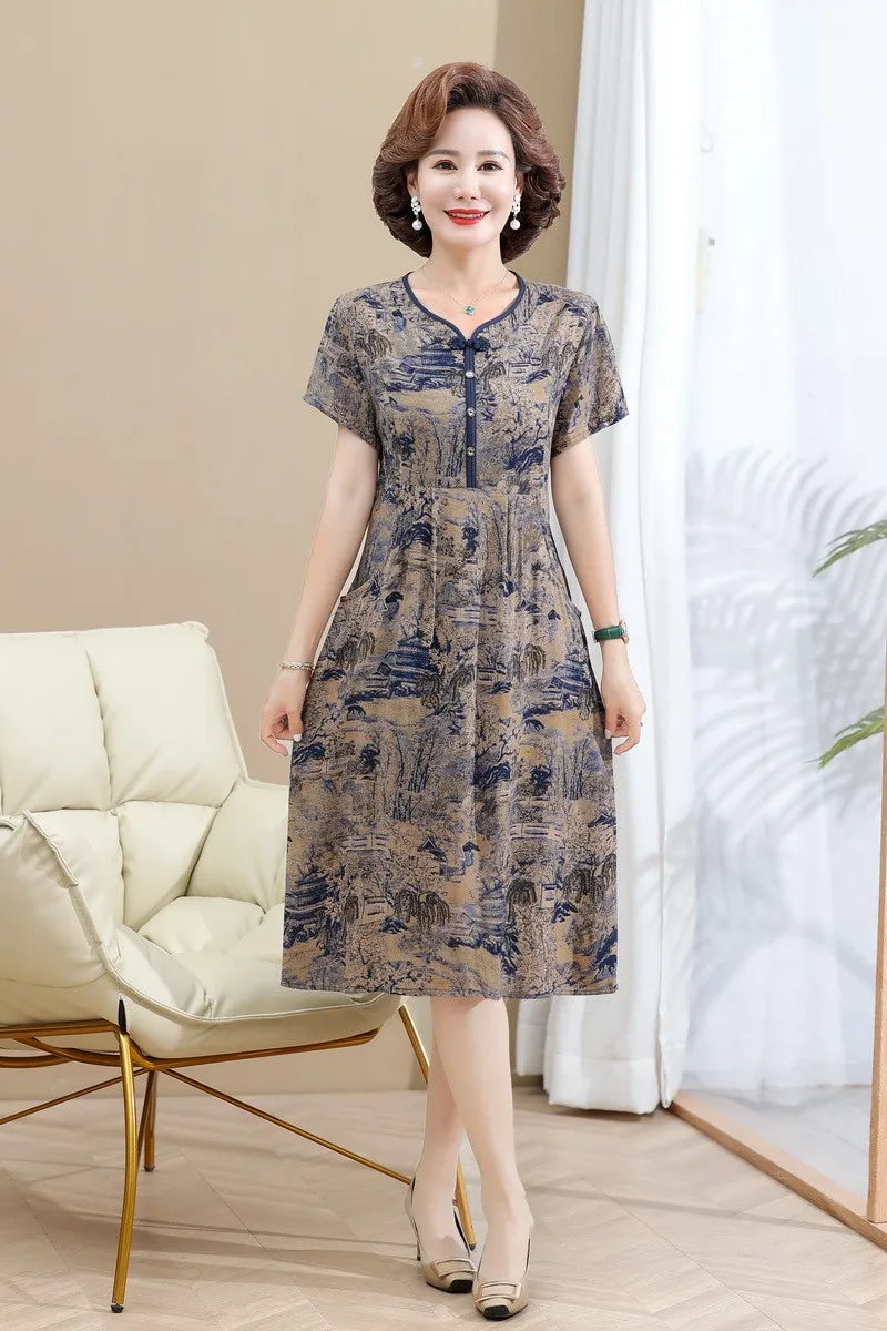 Fashion Casual Summer Dress For Women Floral Printing Fashion