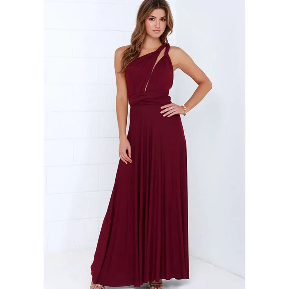 Sexy Women Multiway Wrap Convertible Boho Maxi Club Red Bandage Long Dress