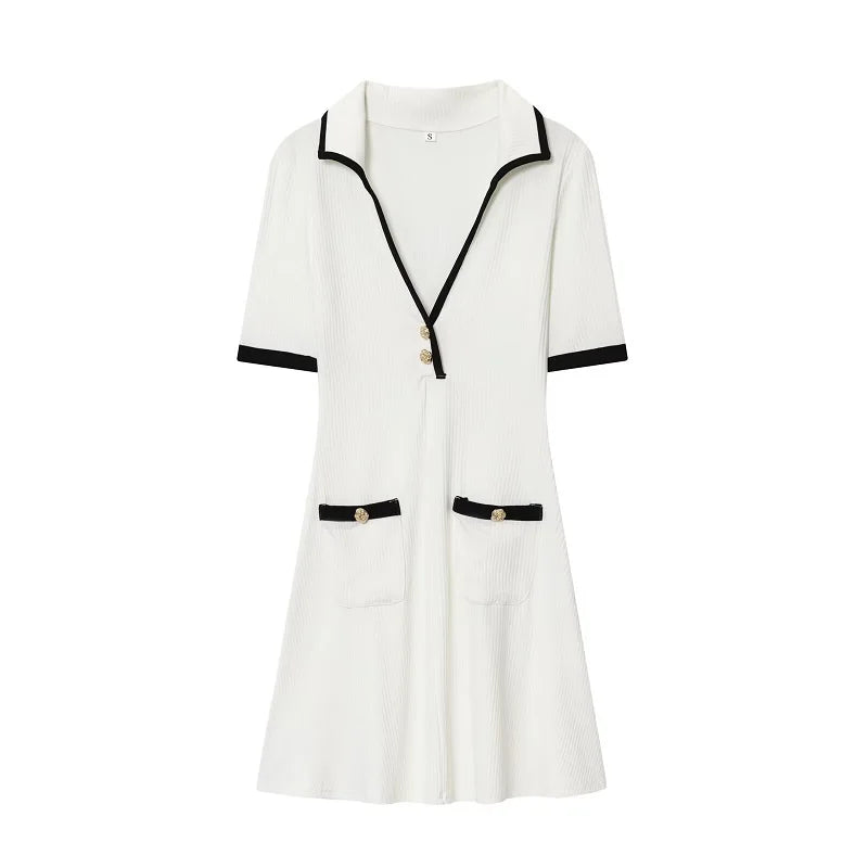White Women's Dress Formal Knitted Short Dresses for Women