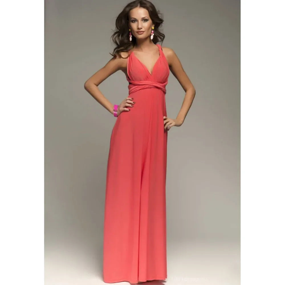Sexy Women Multiway Wrap Convertible Boho Maxi Club Red Bandage Long Dress