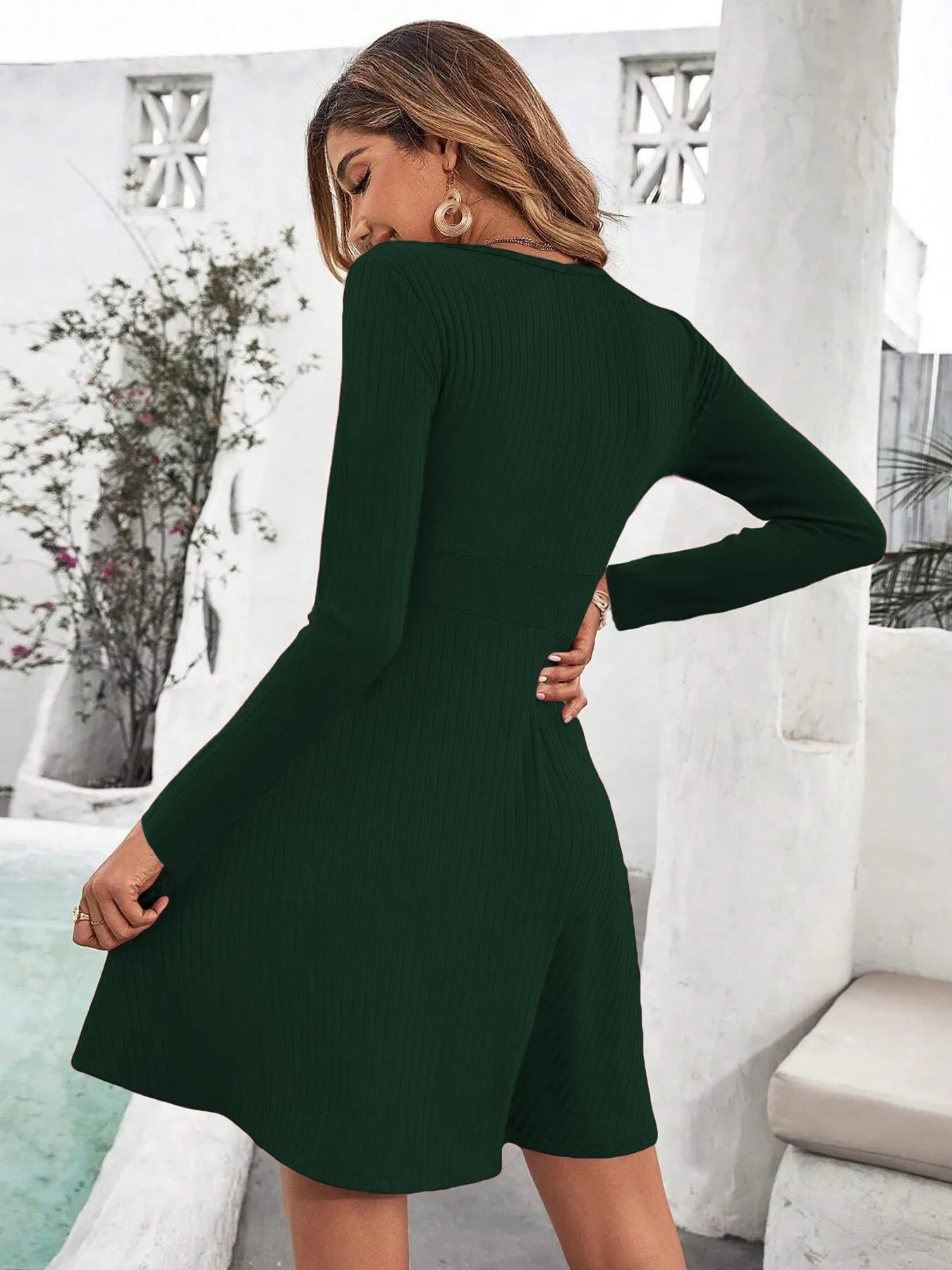 Women's Winter Wrap Dress - A-Line Mini Dress