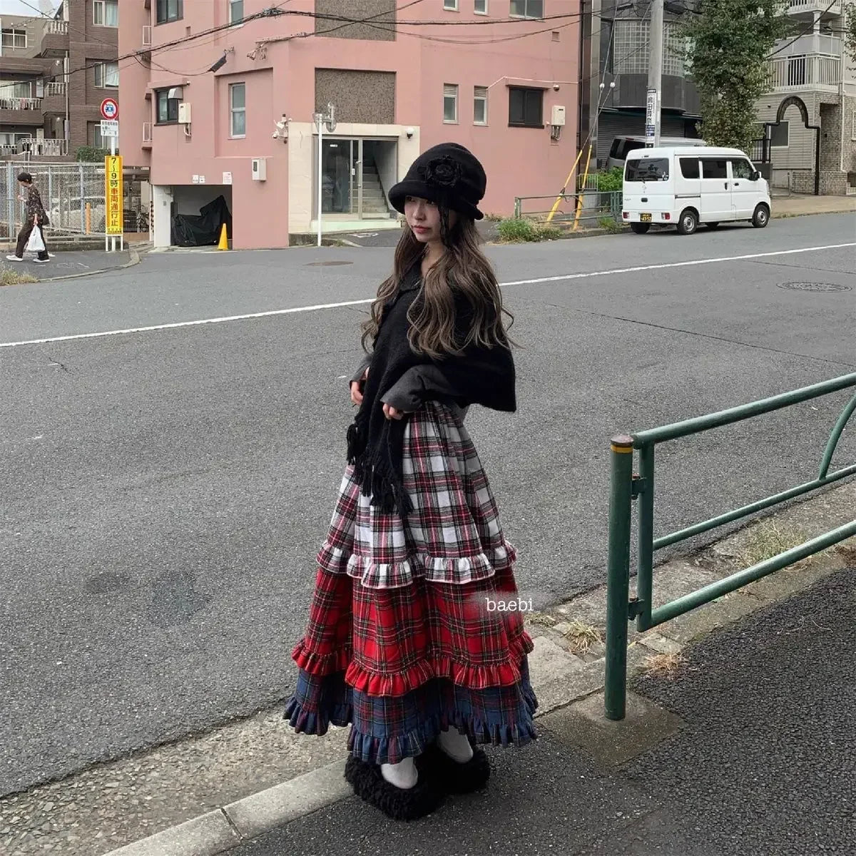 Winter Dresses Christmas Long Skirt Spliced Lace Contrast Colors Fashion