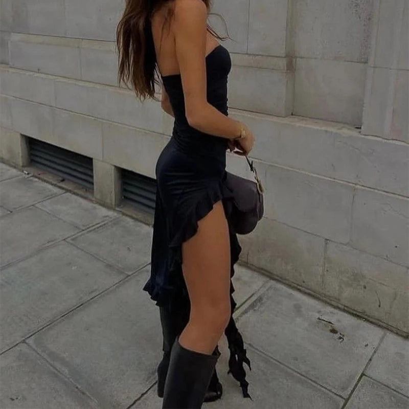 Summer Maxi Women's Dress Vintage Elegant black Fashion