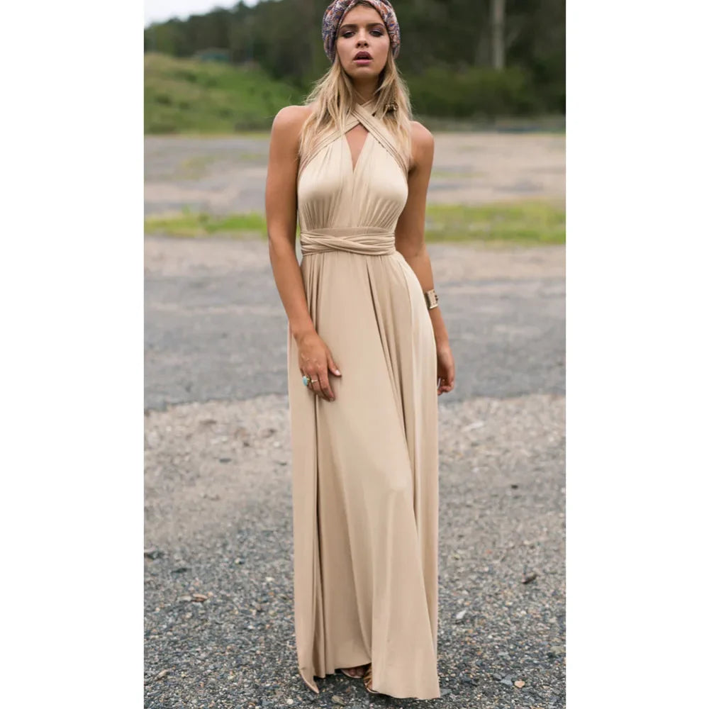 Sexy Women Multiway Wrap Convertible Boho Maxi Club Red Bandage Long Dress