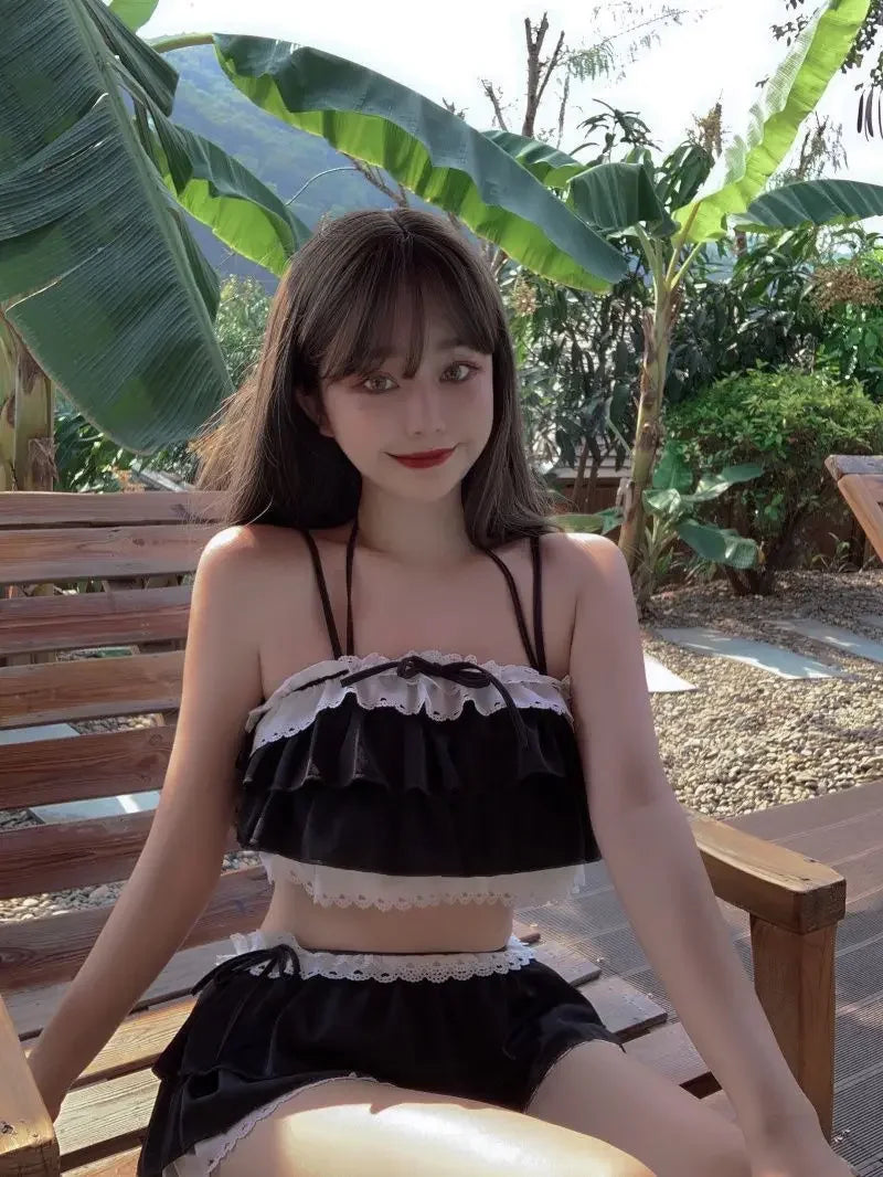 Bikini Sets Women Kawaii Girlish Leisure Beachwear Patchwork Sexy