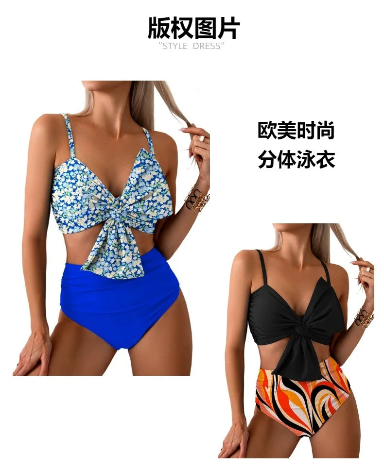 Woman Hot Spring Two Pieces Swimsuit with Briefs Women Sexy Biknis