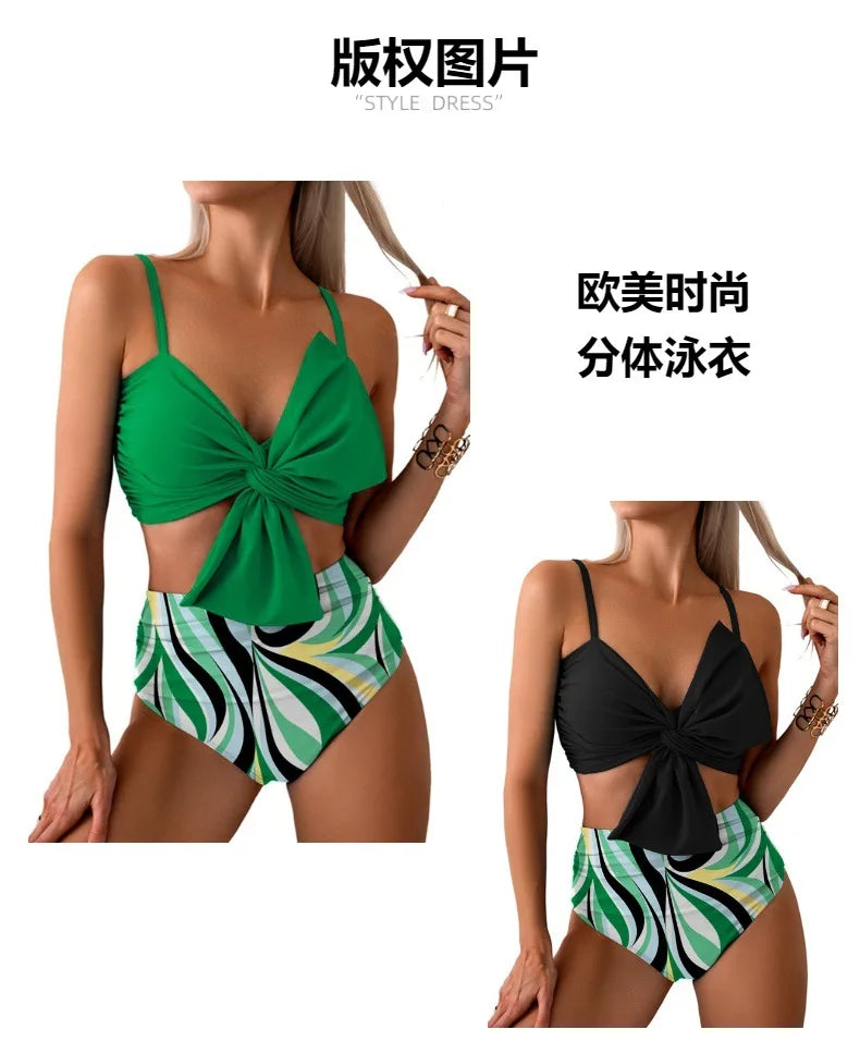 Woman Hot Spring Two Pieces Swimsuit with Briefs Women Sexy Biknis