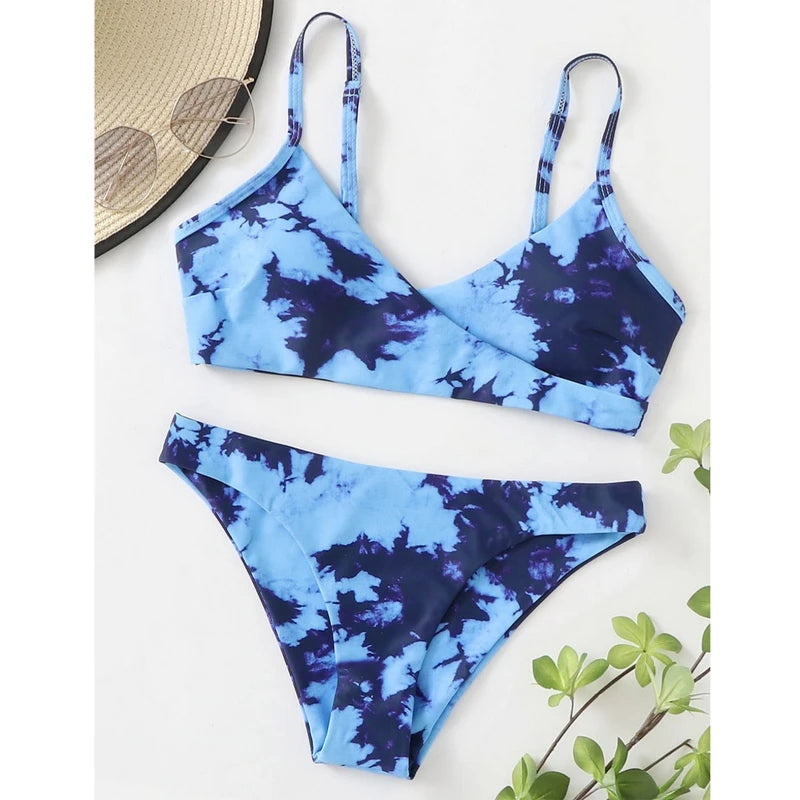 Women Swimwear Floral Random Print Set Push-Up Bikinis