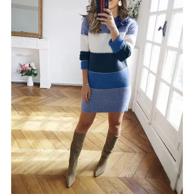 Woman Roupas Feminina Casual Simple Style Solid Color Splicing Winter Clothes