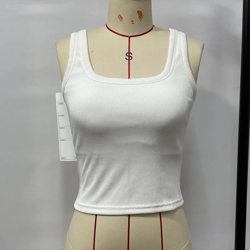 Women New Summer O-Neck Slim Sexy White Tanks Camis Women Tops