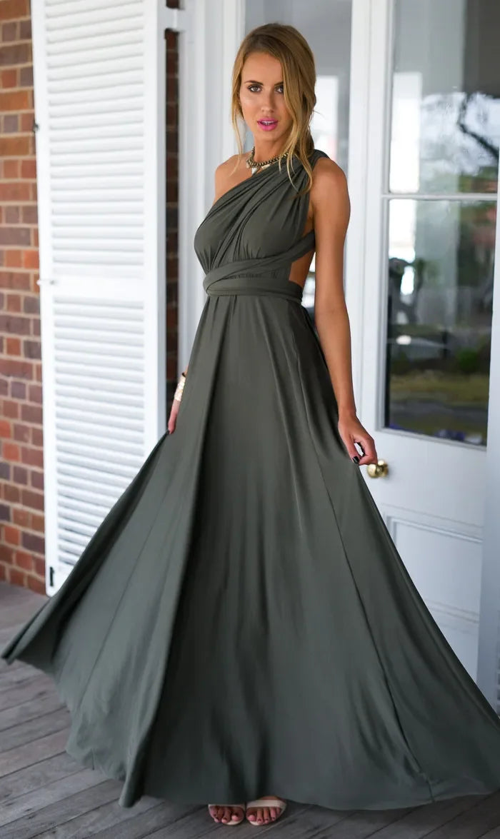 Sexy Women Multiway Wrap Convertible Boho Maxi Club Red Bandage Long Dress