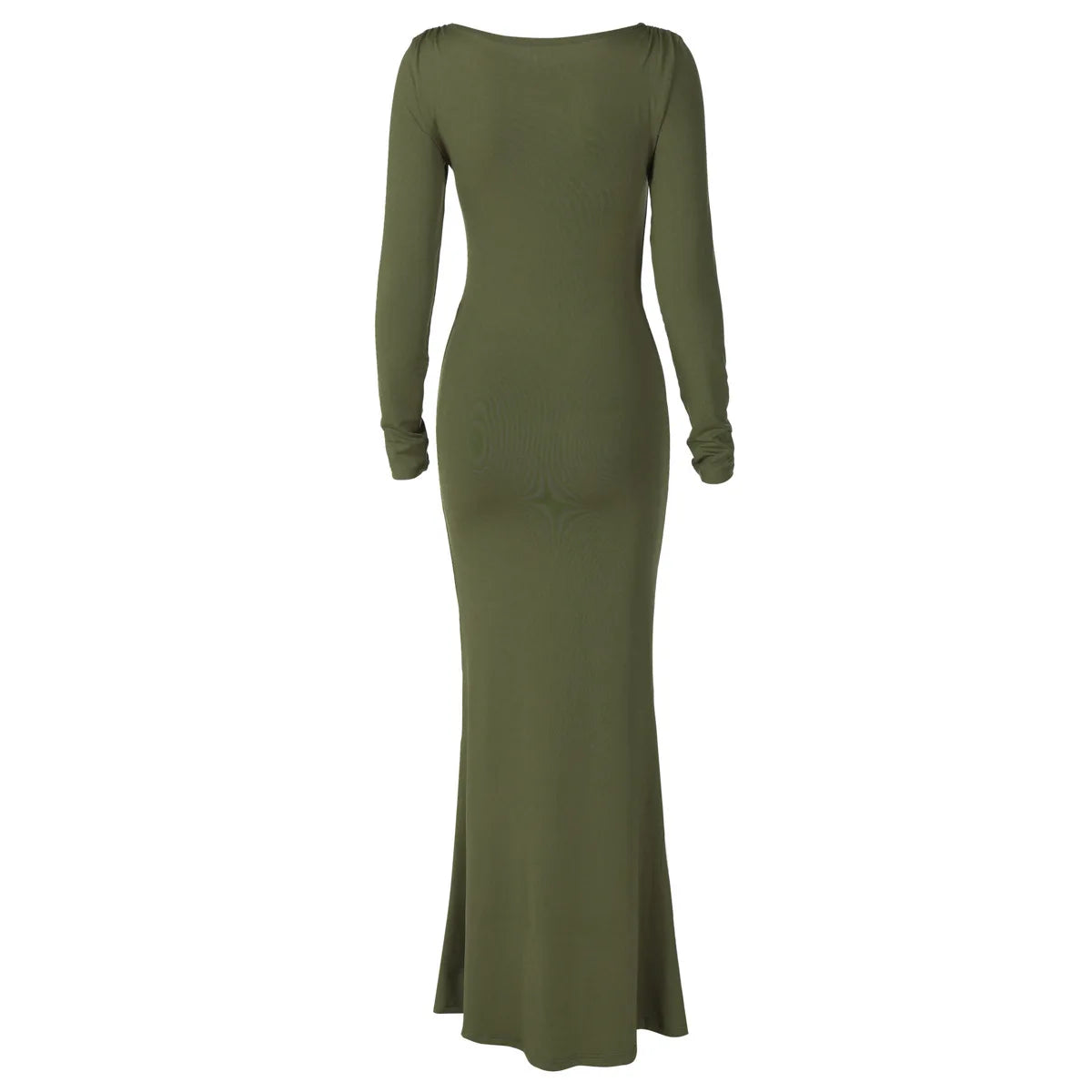 Sexy Wrap Buttocks Dresses Women O Neck Dress Long Sleeve Sheath Slim Fit Solid Spliced Pullover Folds Floor Length 2025