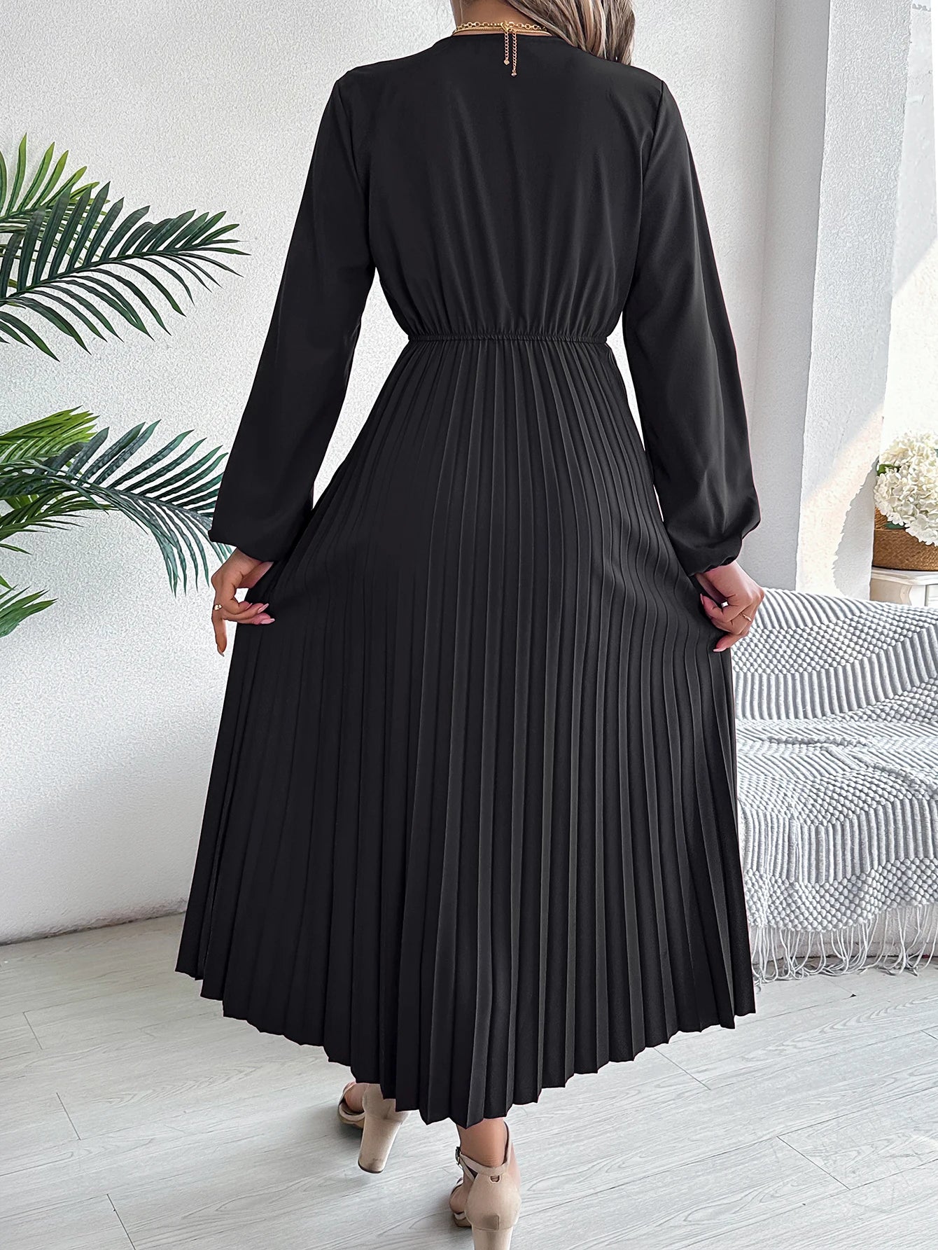 Elegant Dresses for Woman High Waist Pleated Dress