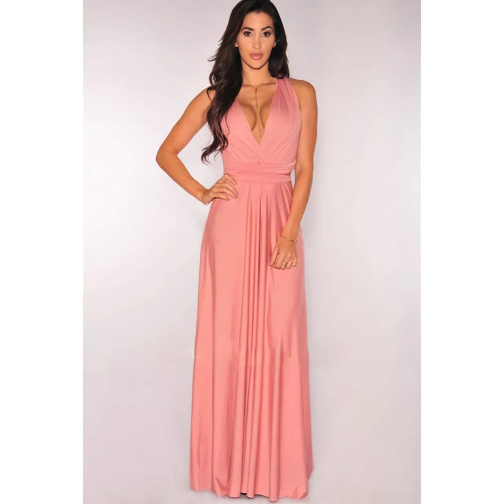 Sexy Women Multiway Wrap Convertible Boho Maxi Club Red Bandage Long Dress