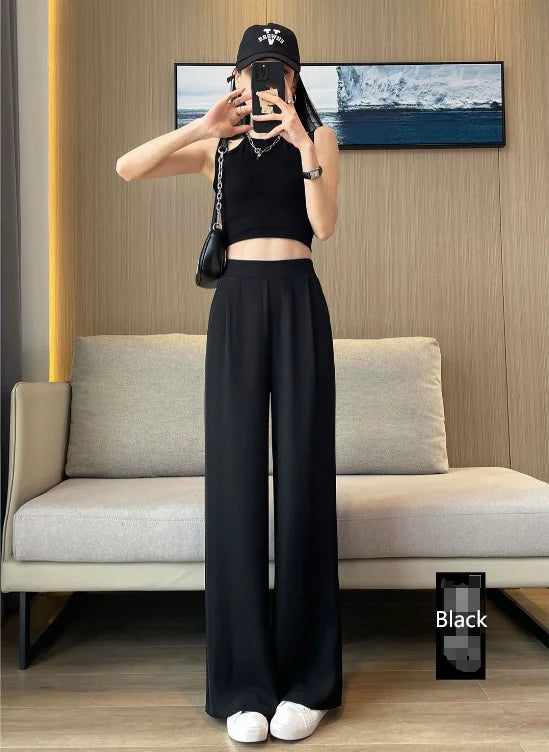 casual pants woman High sense pendant black suit wide leg high Dress